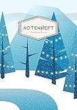 Notenheft: DIN A4, 64 Seiten, 12 Notensysteme pro Seite | Dickes Notenbuch mit Vintage Softcover und Inhaltsverzeichnis | Motiv: Winterlandschaft - Musik Deuber Publishing 