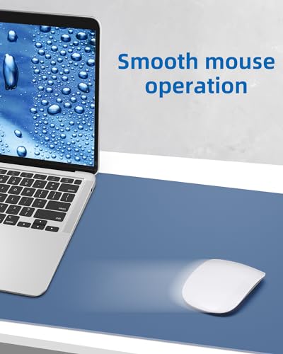 Image of Leather Desk Pad Blotter,Mouse Pad,Office Desk Mat, Non-Slip PU Leather Desk mat,Large Desk mat,Waterproof Keyboard mat for Office /Home /Decor (Grey Blue,31.5 inch x 15.7 inch)