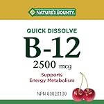 NATURE'S BOUNTY Vitamin B-12 Supplement, 2500 mcg, Quick Dissolve Tablets, Natural Cherry Flavour, Helps In Energy Metabolism, Essential In Normal Formation Of Blood Cells, 120 Tablets, 42 g