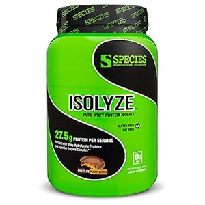Species Nutrition Isolyze Whey Protein Powder, 100% Whey Isolate Protein, Whey Protein for Muscle Building, 27.5g Protein Per Scoop, No Sugar & Low Fat Protein (Chocolate Peanut Butter, 22 Servings)