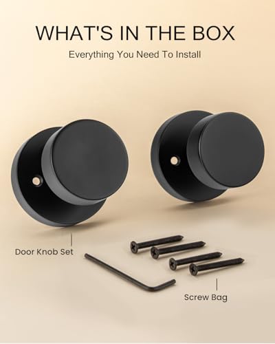 Image of Haidms Black Door Knobs Dummy- Single-Side Decorative Door Knob for Closet, Pantry & French Doors, Non-Turning Round Ball Design(2 Pack /4 Pieces)
