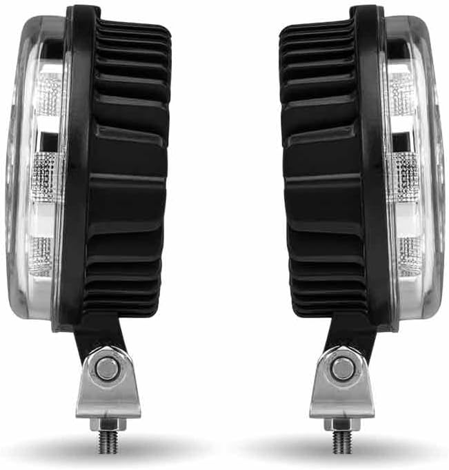 Trux Accessories TLED-U102 Next Generation Universal White Round Work Light with Side Diodes (9 Diodes) - 4300 Lumens (Pair)