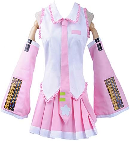 Women's Lolita Concert Dress Cosplay Costume Pink Skirt Top Ruffle Outfit with Gift Sakura Hair Pins