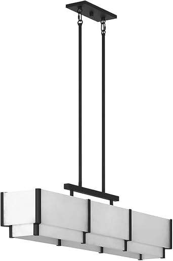 Savoy House 1-2330-5-50 Orleans Vintage Mid-Century Modern Alabaster Linear Chandelier, 5-Light 300 Total Watts, 11" H x 44" L, Black Cashmere