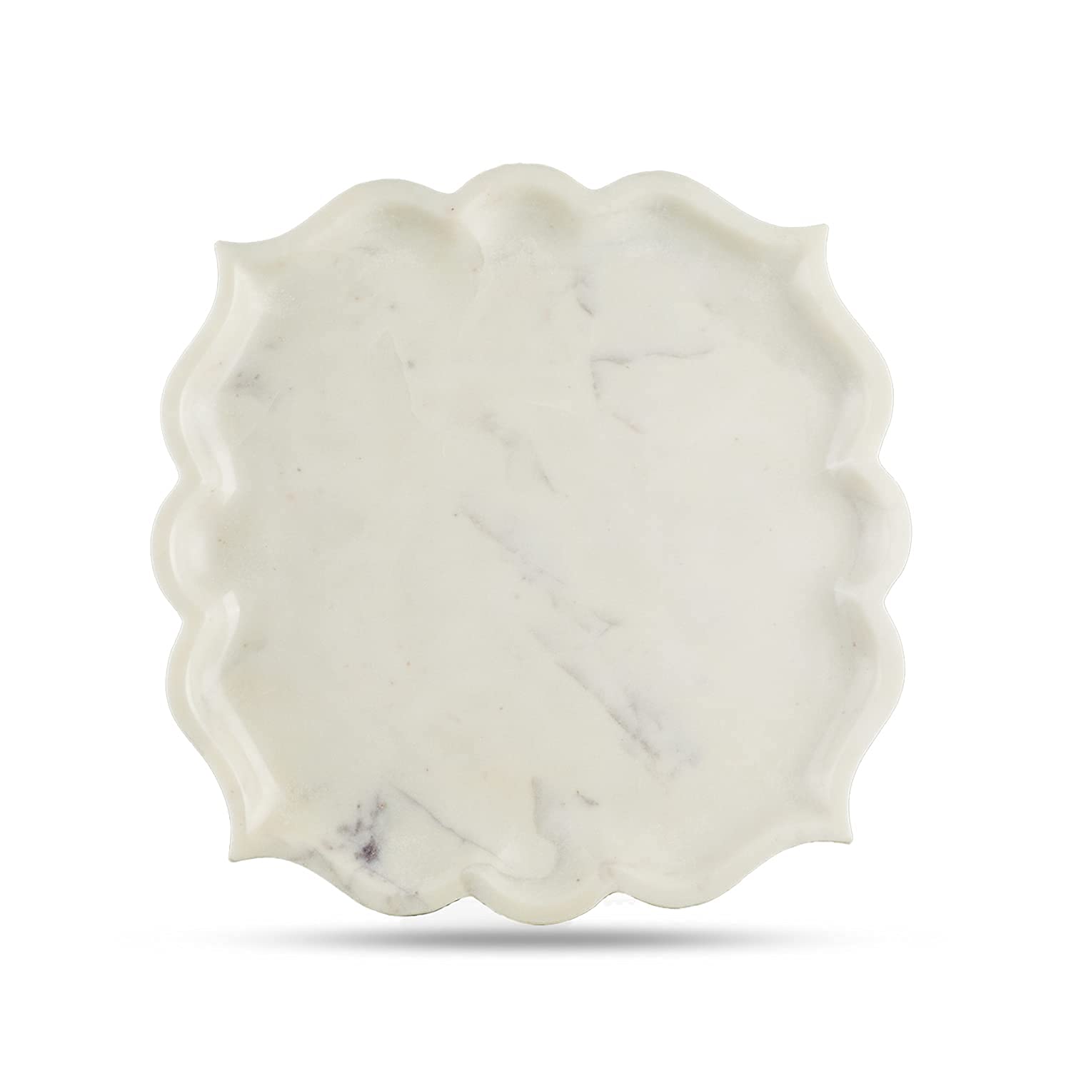 Stone Essential Maroc White Marble Serving Platter for Fruit, Dry Fruits and Home Decor - Image 1