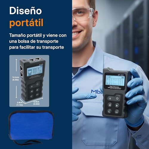 Miniatura 8 de Mcbazel Probador De Red Rj45 Con Pantalla Lcd, Dc Power Switch Loop-Back Test Poe Checker Con Rastreador De Cable El Ethernet Kit De Herramientas De Red