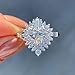 icedout 14K White Gold Plated Heart Cut Diamond Engagement Ring Starburst Halo Shape Design Ring For Women Antique Vintage Style 925 Sterling Silver Retro Vintage Style Handmade Customized Ring