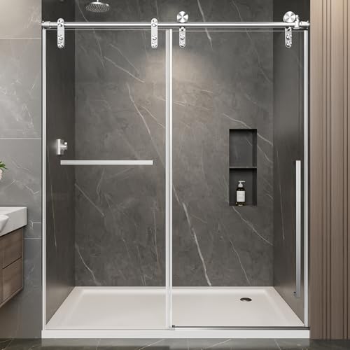 56-60" W x 75" H Glass Shower Door, Frameless Shower Door
