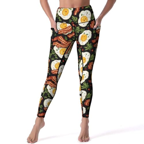 Legging d'entraînement imprimé bacon au plat idéal pour le studio - 2