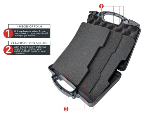Air Force Gray - Hard Gun Case Pistol Case – Tsa Approved, Lifelong-Durability Hand Gun Cases For Pistols – Ds3Tek Handgun Case W/ Dual-Lock System +Foam Inserts – Military-Grade Pistol Case Handguns #TOP2