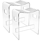 StarK Duschhocker 2 er Set modern aus klarem Acryl – Stabiler Duschstuhl bis 120 kg belastbar | Design Badhocker mit Ablauf-Schlitzen & Griffen | rutschfest, hochwertig & ideal für Dusche