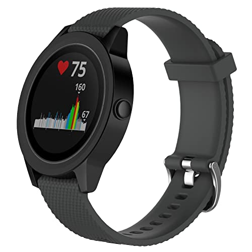 INF Pulsera compatible con Garmin Vivoactive 3 / Vivomove/Vivomove HR, correa de repuesto de silicona suave de 20 mm para Vivoactive 3 Music/Forerunner 245/645 Music, gris