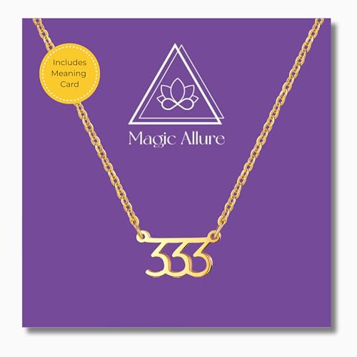 Angel Numbers Necklace Large 333 – Numerology – Symbol of Manifestation, Spiritual Awakening & Law of Attraction – Waterproof Gold Non-Tarnish Jewelry for Women – Alignment Pendant (Large 333)