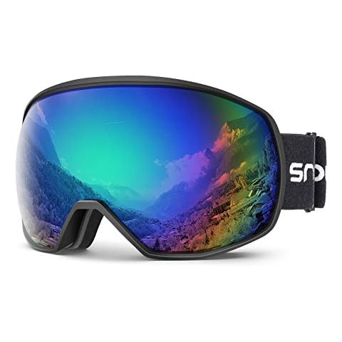Skibrille Damen und Herren Snowboardbrille Doppel-Objektiv OTG UV400 Schutz Anti-Beschlag Winddicht Ski Schutzbrille Helmkompatibel Cover