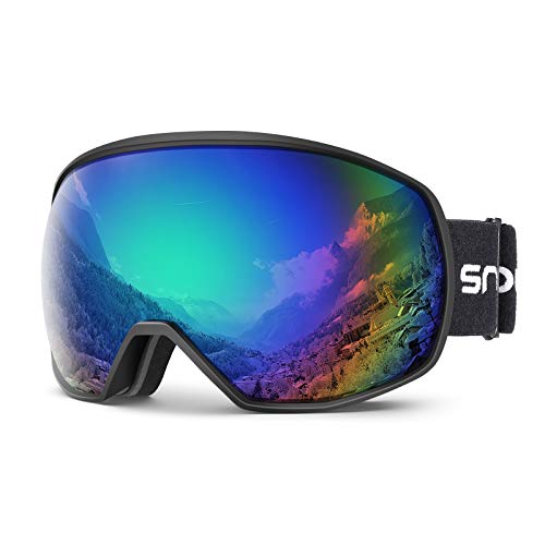 Snowledge Ski Snow Goggles for Men Women, OTG Snowboard Goggles with UV Protection, Anti-Fog Dual Lens Skiing Goggles for Skiing Snowboarding