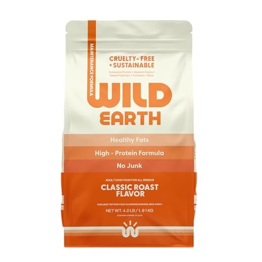 Wild Earth Vegan Dry Dog Food | Plant-Based Maintenance Formula | Vegetarian, Allergy Relief, Veterinarian-Developed for Complete Nutrition | Classic Roast Flavor, 4 Pound Bag