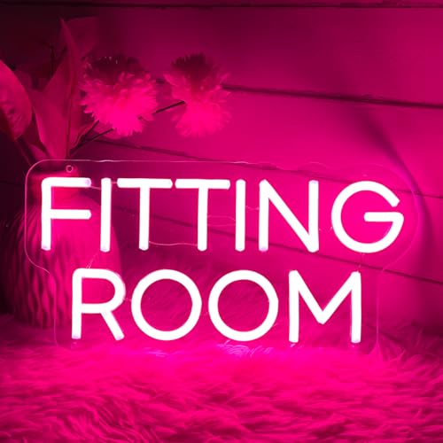 Image of Fitting Room Neon Sign For Spa Beauty Room Nail Brows Lashed Salon Studio LED Wall Art Decor For Business Stores Logo Barber Shops Led Word Indoor Custom Neon Lights 5V USB Powered Pink 35x17.5 cm