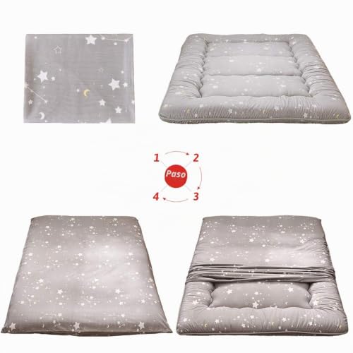 Miniatura 5 de Maxyoyo Colchón Japonés De Suelo, Colchón De Futón, Tapete De Tatami Grueso, Plegable, Enrollable, Colchón Para Dormitorio, Tumbona De Suelo, Almohada Constelación, Individual