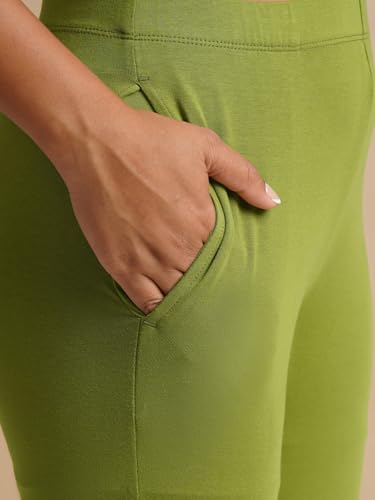 Image of ONE SKY Women Full Length Leggings | Cotton Modal Spandex Blend | High Waist Stretchable & Bio-Washed Fabric | Colour-Lock Technology | Comfortable Leggings for Women