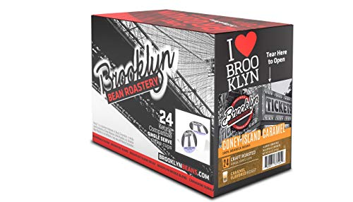 Brooklyn Beans Caramel Flavored Coffee Pods, Compatible with 2.0 K-Cup Brewers, Coney Island Caramel,24 Count