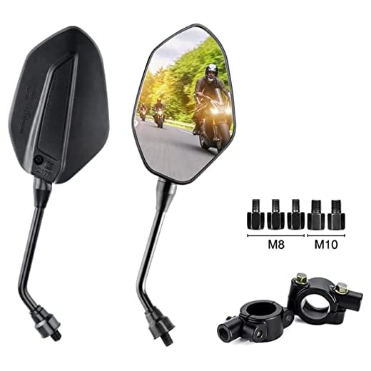 Retrovisores Moto 10mm y 8mm Espejos Laterales con Abrazadera Homologado Universal