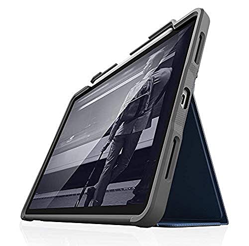 STM Bags Dux Plus Case - Custodia a libro per Apple iPad Air 10,9' (2020), colore: Blu/Trasparente [Supporto per Apple Pencil I Militare Standard I Impermeabile I Cavalletto I Wake/Sleep]