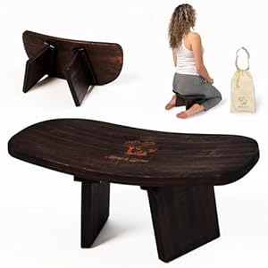 Monk & Llama Meditation Bench – Foldable, Ergonomic, Bamboo Kneeling Stool— Perfect Seiza Bench Meditation Stool Chair for Prayer & Travel – Deeper & Enjoyable Sessions