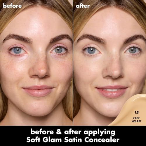 Image of e.l.f. Soft Glam Satin Concealer, Medium Coverage For Blemishes & Under-Eye, Crease-Resistant, Long Lasting, Vegan & Cruelty-Free, 15 Fair Warm
