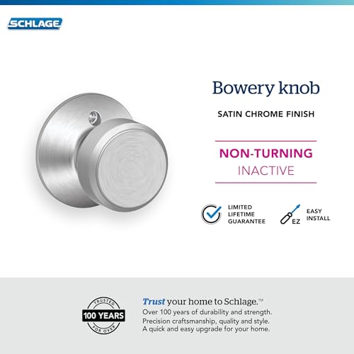 Image of Bowery Knob Non-Turning Lock, Satin Chrome (F170 BWE 626)