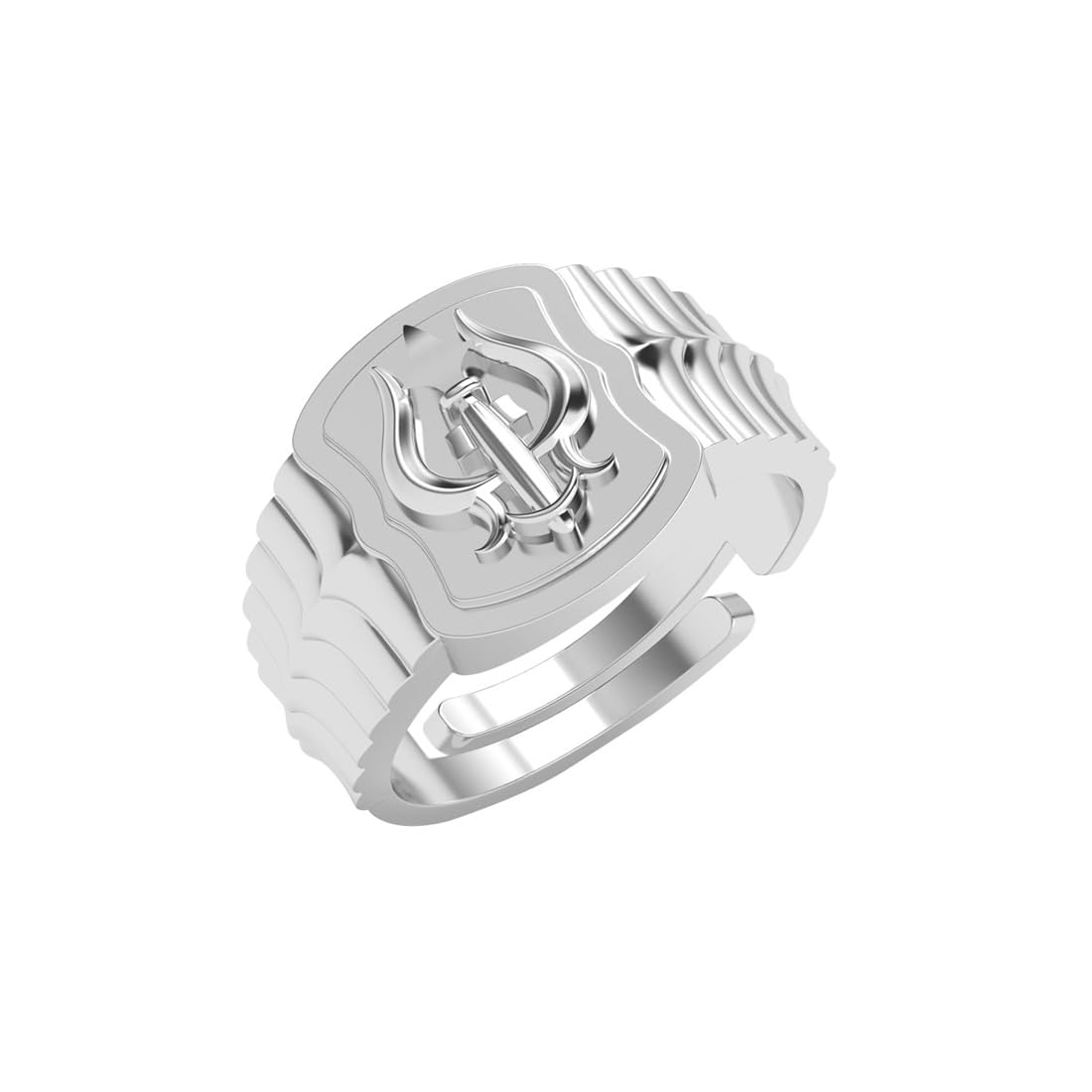 Clara Real 925 Sterling Silver Trishul Men Ring |Religious, Size Adjustable, Platinum Plated | Gift for Men & Boys (B0D9RV885Y) Amazon Price History, Amazon Price Tracker