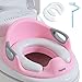 Baobë Asiento de Inodoro para Niños, Reductor de WC para Bebé, Tapa WC con Reposabrazos, Redondos y Ovalados Rosa