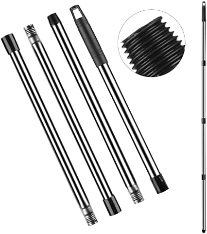 Spin Mop Replacement Handle - DTOPNIOR 4-Section 2.5-to-5 Foot Mop Replacement Stick Compatible with Triangle Spin Mop Base, EasyWring Mop Refills for Floor Cleaning(Black, 4-Section, Mop Handle)