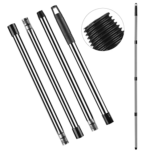 Spin Mop Replacement Handle - Dtopnior 4-Section 2.5-To-5 Foot Mop Replacement Stick Compatible With Triangle Spin Mop Base, Easywring Mop Refills For Floor Cleaning(Black, 4-Section, Mop Handle) #TOP26