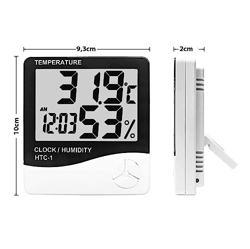 Termo Higrômetro Medidor de Umidade - Temperatura - Relógio Digital LCD - Sem Extensor - 1Care
