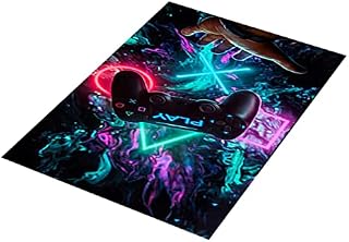 Pisamhid Gamer Rug - Non-slip Memory Foam Rug with Game Console Patterns Bedroom Area Rug Playmats - Galaxy Cool Graffiti Boys Bedroom Rug