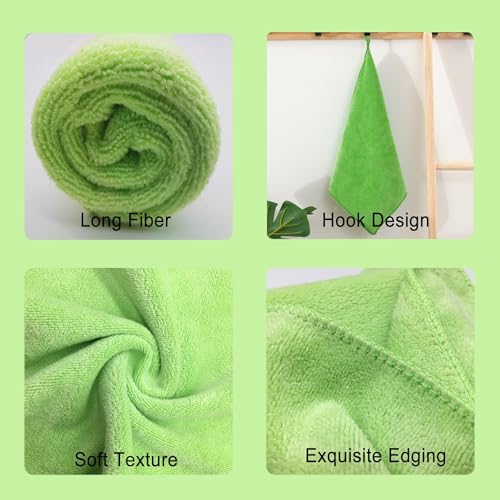 Image of Reusable Thick Microfiber Cleaning Cloths Pastel Kitchen Towels for Window Cleaner, Auto Detailing Supplies Washcloth Polishing Rags, Wiping Appliances(12 inchx12 inch) Green12 Pack