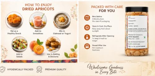 Image of AROMA Premium Turkish Dried Apricots 250gm | Exotic Seedless Khumani /Jardalu Dry Fruits | Whole Natural, Soft & Juicy Healthy Snack (Jar Pack)