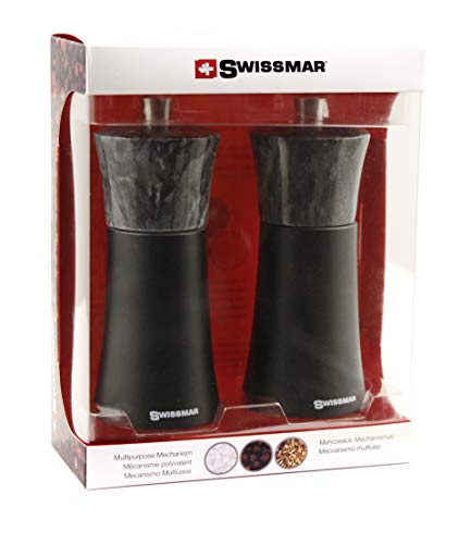 Swissmar Salt & Pepper Mill Set in Gift Box (Black Wood & Granite)