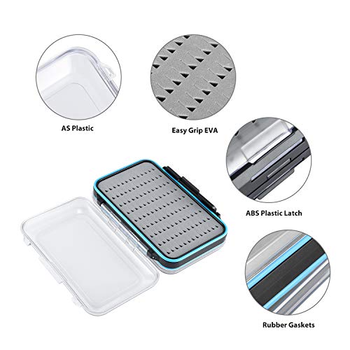 Image of Magreel Waterproof Fly Fishing Box, Two Sided Lightweight Flies Lure Case, Easy Grip Transparent Fishing Box-Multiple Sizes