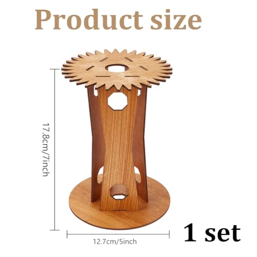 INFUNLY Wood Kumihimo Marudai Disk - 32 Slot Desktop Braiding Machine, Brown Bracelet Knitting Utensil for DIY Hand Rope Looms - Image 2