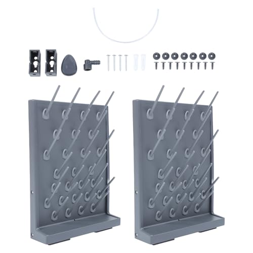 STAHAD 2pcs Pp Plastic Laboratory Test Tube Drying Rack, Single-Sided 27-peg Drain Stand with Water Drainage, Black Peg Holder for Scientific and Industrial Use