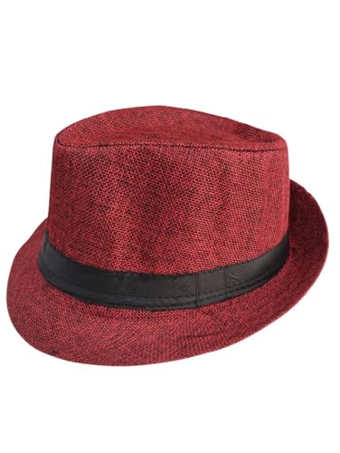 Image of BookMyCostume Red Western Cowboy & Ballroom Style Hat | Fancy Dress Accessory for Dance, Stage Shows & Theme Parties For Adults