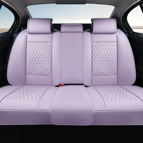 Image of Coverado Rear Seat Covers, Leather Seat Cover for Car, Universal Waterproof Automotive Seat Cushion Protector for Most Cars Trucks SUV (Purple)
