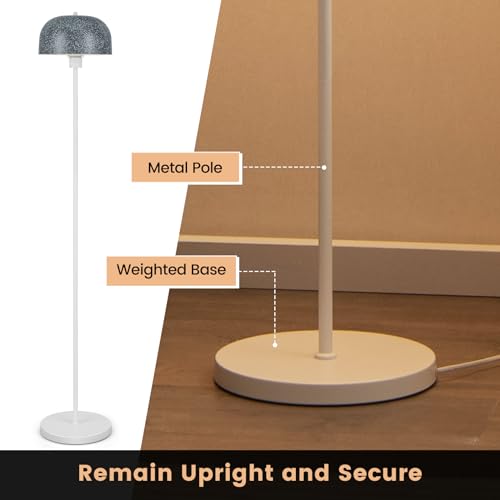 COSTWAY Floor Lamp, Modern Standing Lamp with Foot Switch, Faux Terrazzo Lampshade, Weighted Base & Metal Pole, Reading Torchiere Floor Lighting for Living Room Bedroom Office, Bulb not Included - Image 3