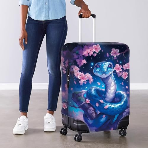 Image of Mumeson Peach Blossom Snake Luggage Cover for Suicase Fits 18-32 Inch Suitcase Dust Protector Luggage Protective Stain Resistant Baggage Gear Covers