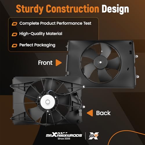 Image of maXpeedingrods Engine Radiator Cooling Fan Assembly for Honda Ridgeline V6 3.5L Left Side 2006-2008, Replace # 19015RJEA01, 19020RJEA01, 620273