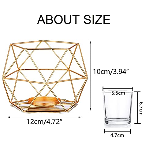Geometric Tealight Candle Holders Gold - Votive Candle Stand Accents For Tea Light Decorative For Home Table Shelf Mantel Modern Geo Decoration Christmas Wedding Reception Décor, Gold, 6Pcs #TOP4