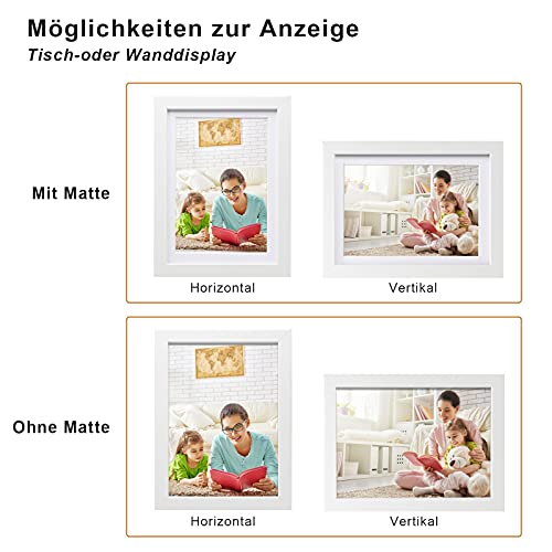 Egofine Bilderrahmen 13x18 cm Weiß 4er-Set, Robuste Holz-Verbund-Fotorahmen mit echtem Glas für Bilder 10x15cm mit Matte… – Bild 5