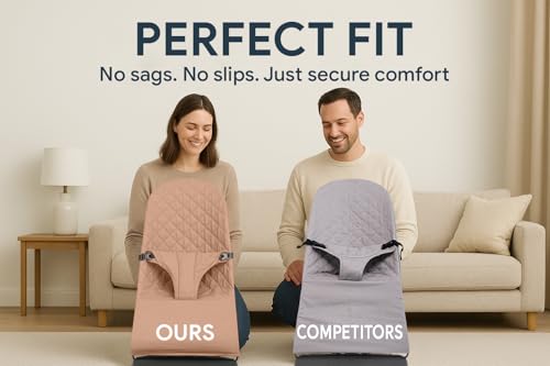 Image of Fabric Seat for Bouncer - Compatible with Baby Bjorn Bouncer - Dense, Wear-Resistant, Skin-Friendly Cotton - Replacement Covers ONLY, Sand