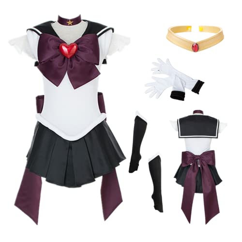 MANMICOS US-Größe Anime Meiou Setsuna Cosplay Kostüm Halloween Matrosen Pluto Kleidung Anzug, Schwarz , 48